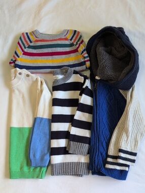 Size 3T Boys Nautical Striped & Colorblock Knit Sweater Lot (4 Pack)